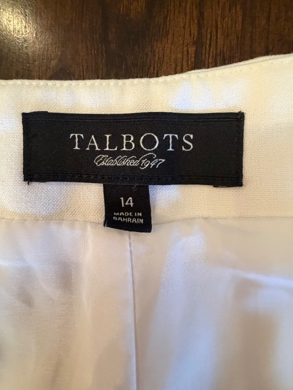 Talbots White Lined Classic Side Zip Slim Pants, Size 14 - Picture 7 of 14
